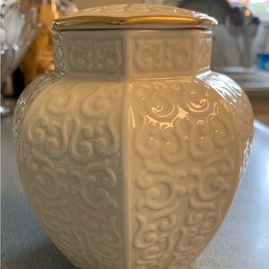 Lenox Cream and Gold Decorative Jar
